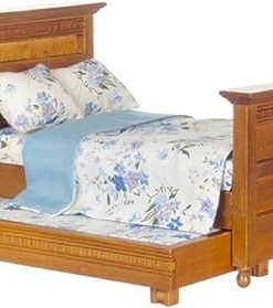 Dollhouse Miniature 1:12 Scale Walnut Trundle BED #T6200