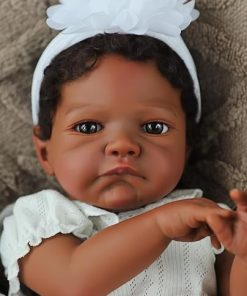 SCOM Realistic Reborn Baby Dolls Black – 20 Inch African American Lifelike Newborn with Weighted Cloth Body and Soft Curly Hair with Accessories Gift Set for Kids Age 3+ 2