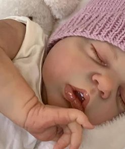 Pinky Reborn Dolls 22 Inch Soft Vinyl Silicone Doll Realistic Baby Doll Real Life Baby Newborn Doll Sleeping Baby Girl with Toy Accessories Gift Set for Kids Age 3+ 2