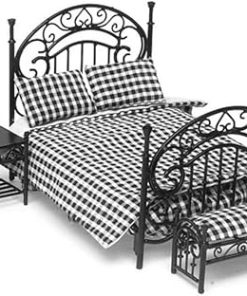 Dollhouse Miniature Ornate Black Iron Bedroom Set