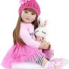 24inch Reborn Toddler Dolls Silicone Head with Cotton Body Newborn Bebes Doll Toddler Cute Lifelike Handmade Princess 60 cm Doll (E)
