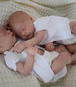 ADFO Reborn Baby Dolls Twins Girl 17 Inches Realistic Baby Doll with Soft Cloth Body Sleeping Real Like Baby Dolls with Feeding Accessories for Kids Ages 3+ 2