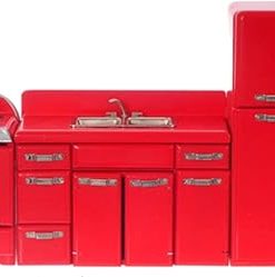 Aztec Imports, Inc. Dollhouse Miniature Red 1950s 4-Pc. Kitchen Appliance Set