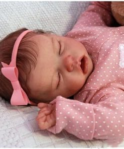 Anano 18Inch Reborn Baby Doll – Silicone Full Body Girl with Hand Rooted Hair, Open Mouth, Looks Like Reborn Babies