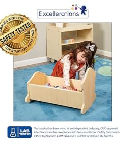 Environments Wooden Doll Cradle Play Furniture for Toddlers, Natural Finish, Fits up-to 22-Inch Doll, Educational Toy, Pretend Play 2