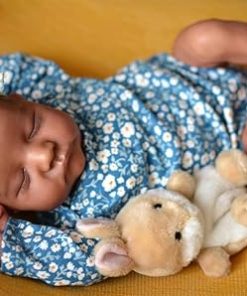 Reborn Baby Dolls Black Girl 19 Inch Soft Body Realistic Newborn Doll Handmade Real Life Dark Skin Baby Dolls with Accessories and Toy Set Gift for 3+ Year Old Girls Boys Toddlers Kids