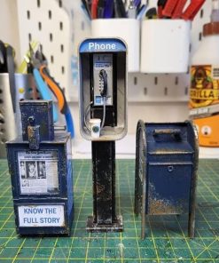 Mini American Payphone 1:12 Scale Model,Classic Retro Style Payphone Model Decoration,Mini Dollhouse Furniture Collection for Living Room Home Retro Ornament. (A) 2