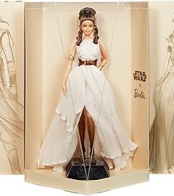 Barbie Collector Star Wars Rey x Doll (~12-inch) Wearing Gown and Accessories, with Doll Stand and Certificate of Authenticity 2