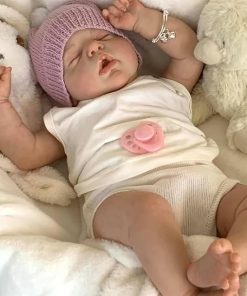 Pinky Reborn Dolls 22 Inch Soft Vinyl Silicone Doll Realistic Baby Doll Real Life Baby Newborn Doll Sleeping Baby Girl with Toy Accessories Gift Set for Kids Age 3+