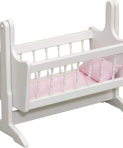 Amish-Made Wooden Deluxe Doll Swinging Cradle, White Finish by AmishToyBox.com
