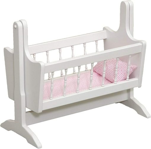 Amish-Made Wooden Deluxe Doll Swinging Cradle, White Finish by AmishToyBox.com