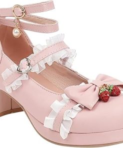 Girls High Heels Lolita Shoes Cute Bow Heels Mary Janes Dress Platform Strappy Black, Pink High Heels Size 4, 11, 10, 2, 1 for Girls