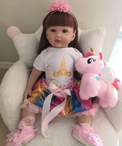 24 inch Reborn Toddler Real Baby Doll Reborn Baby Dolls Toddler Realistic Like Life Toddler Reborn Silicone Doll Long Hair for Girls Boys Playtime 2