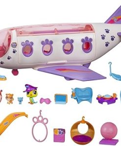 Littlest Pet Shop B1242 Pet Jet Playset Toy, Includes 4 Pets, Adult Assembly Required (No Tools Needed), Ages 4 and Up, Pink (Amazon Exclusive)