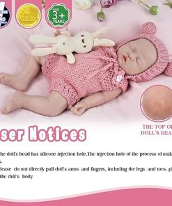 Vollence 12 inch Eyes Closed Silicone Baby Dolls Lifelike Real Sleeping Silicone Babies with Feeding Accessories for Children Gifts – Girl 2