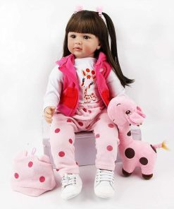 SYP 24 Inch 60 cm Reborn Baby Doll Girl Soft Vinyl Silicone Realistic Toddler Newborn Doll Reborn Babies Birthday Xmas Gift 2