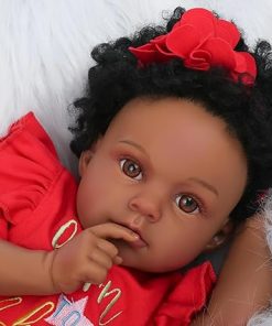 Reborn Baby Dolls Black Girl, 20 Inch Realistic Newborn Baby Dolls That Look Real, Vinyl African American Reborn Baby Doll with Soft Body Best Gift for Kids Age 3+