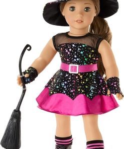 American Girl Chants & Charms Witch Halloween Costume 18 inch Doll Clothes with Rainbow-Foil Hat, 6 pcs, Ages 6+ 2