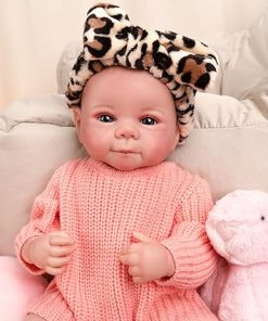 Lifelike Reborn Baby Dolls Accompany- 18Inch Soft Vinyl Smiling Realistic Baby Doll with Complete Accessories for 3+ Years Old, Birthday for Daughter Girls Kids