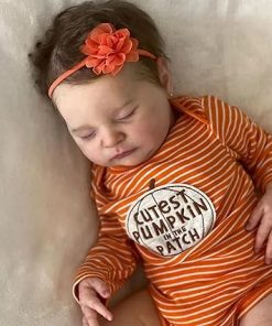 Pinky Reborn 19Inch Lifelike Baby Dolls Orange Clothes Girl Dolls That Look Real Feeling Realistic Soft Full Body Baby Doll Christmas Birthday Toys for Age 3+ 2