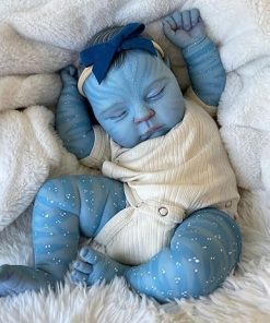 iCradle Real Look Reborn Dolls Avatar 20inch 50cm Soft Body Vinyl Elf Baby Doll Painted Hair Realistic Sleeping Newborn Doll Toy for Ages 3+