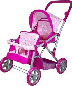 Lissi Colorful Twin Baby Doll Pram, Multi