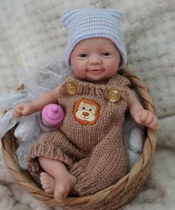 7 Inch Mini Reborn Baby Dolls，Silicone Full Body Baby Soft Skin Mini Realistic Newborn Baby Dolls Real Life Tiny Baby Doll with Feeding Accessories& Gift Box-Boy