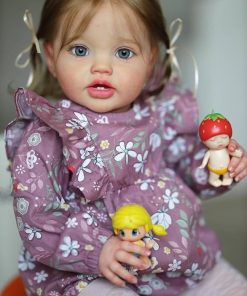 iCradle Handmade 24 Inch Realistic Girl Toddler Reborn Doll Weighted Soft Vinyl Silicone Reborn Baby Doll Lifelike Newborn Baby Dolls Birthday Toy Set for Kids Age 3+