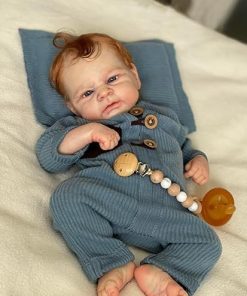 Lifelike Reborn Baby Dolls 19 inch Realistic Baby Newborn Boy with Soft Body Rooted Hair Looking Cute Silicone Babies Reborn Doll Handmade Toddler Girl Gifts Toys