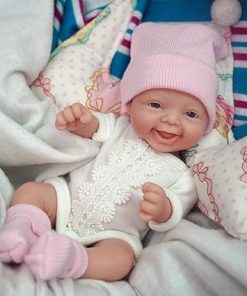 7″ Girl Micro Preemie Full Body Silicone Baby Doll Girl Lisa, Mini Realistic Newborn Baby Dolls Silicone Full Body with Feeding Accessories&Gift Box（Free Hair Band*1） 2