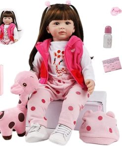 SYP 24 Inch 60 cm Reborn Baby Doll Girl Soft Vinyl Silicone Realistic Toddler Newborn Doll Reborn Babies Birthday Xmas Gift