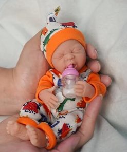 7 Inch Cute Silicone Babiess, Mini Silicone Baby Girl, Reborn Baby Dolls Silicone Full Body, Realistic Newborn Baby Doll with Feeding Accessories &Gift Box 2