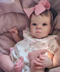 Realistic Reborn Baby Dolls Girl 18 Inch Lifelike Newborn Toddler Doll with Hand-Rooted Hair Soft Weighted Cloth Body Real Life Baby Doll with Toy Accessories for Kids Age 3+ 2