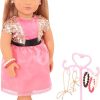 18 inch Doll Outfit-School Plaid Jumper include Blouse and Hair Accessory/Add on Option: Sock and Shoe (Doll is not included) (Pleated Skirt Set,White Sock,Matte Black Shoe, Solid Khaki) 3