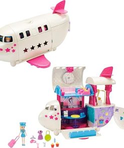 Polly Pocket Travel Toy Playset with 3-inch Doll & Accessories, Transforming Fabulous Flying Jet Airplane Toy