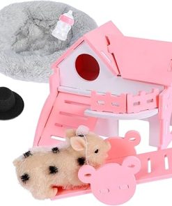Txkrhwa 4.7Inches Silicone Pig Doll Toy, Mini Soft Realistic Silicone Pig Doll with Accessories Cute Miniature Reborn Silicone Pig Interesting Full Silicone Body Piggy Toys for Kids