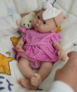 12″ Micro Preemie Full Body Silicone Baby Doll Girl,Realistic Soft Silicone Newborn Baby Doll, Real Full Body Silicone Reborn Baby Dolls with Feeding Accessories 2