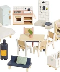 Le Toy Van – Wooden Dolls House Full Starter Furniture & Accessories Play Set for Dolls Houses | Girls or Boys Dolls House Furniture Sets – Suitable for Ages 3+