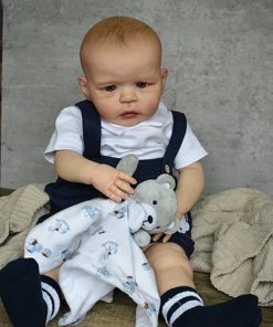Reborn Baby Doll 24 Inch Silicone Vinyl Reborn Toddler Doll Hand-Drawing Hair Boy Real Life Size Baby Toy for Age 3+ 2
