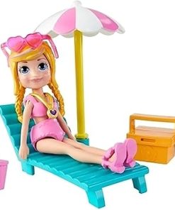 Polly Pocket Cute ‘n’ Cool Pool Party with 3-inch Polly Doll & 20+ Backyard Pool & Clothing Accessories; for Ages 4 and Up ​ 2