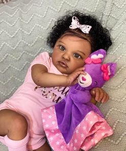 Anano Realistic Reborn Baby Dolls – Black Girl 20 Inch Toddler with Hair, Silicone, African American & Biracial Baby Dolls
