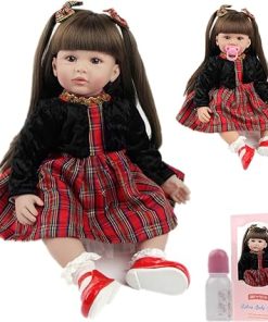 Reborn Dolls Toddler 24 inch 60cm Lifelike Baby Dolls Toddler Girls Soft Body Silicone Vinyl Reborn Dolls with Long Hair Realistic Kid Dolls Best Children Gifts/Nice Doll 3+
