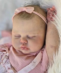 Zero Pam Real Life 24 inch 60 cm Reborn Baby Dolls Girl,Big Size Chubby Newborn Silicone Vinyl Baby Doll Soft Cloth Body,Lifelike Closed Eyes Painted Hair Toddler Doll for Kids and Collectors 2