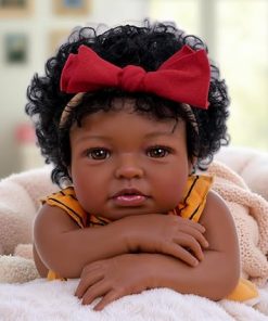BABESIDE Lifelike Reborn Baby Dolls Black – 20 Inch Soft Body & Curls Realistic-Newborn Baby Doll Girl Caramel Skin African American Real Life Baby Dolls Gift for Kids Age 3+