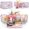 Doll House Toys for Girls – Pretend Play Small Dollhouse Playset with Doll and Furniture Accessories, Foldable Transform Bus Car Toy Vehicle, Birthday Xmas Gift for Kids Toddlers 3 4 5 6 Years Old