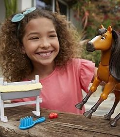 Mattel Spirit Untamed Toy Horse & Accessories Playset, Forever Free Spirit (Approx. 8-inch) with Neighing Sounds, Long Mane & Tail Hair, Brush, Hay Bale & Apple Snack 2