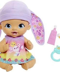 My Garden Baby Brush & Smile Little Bunny Baby Doll (12-in) with 3 Accessories and 2-in-1 Outfit, Pink Hat, Great Gift for Kids Ages 2Y+​