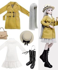Proudoll 1/3 BJD Doll Clothes 60cm 24in SD Ball Jointed Dolls Accessories Set Hat Wig Coat Dress Handbag Boots