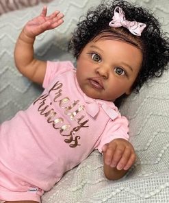 Black Girl Reborn African American Baby Dolls 20 inch Realistic Newborn Baby Dolls Real Life Like Black Baby Girl Soft Body Baby Dolls Eyes Open with Feeding Toy Gifts