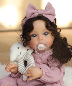 SCOM Lifelike Reborn Baby Dolls, 18 Inch Realistic Newborn Baby Girl Doll Cute Real Life Silicone Baby Doll with Soft Weighted Cloth Body Gift Accessories for 3+ Year Old Girls Boys Toddlers Kids 2